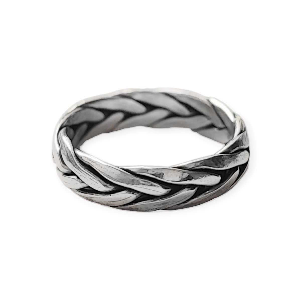 COGGIOLA - Anillo Argolla Trenza Plata Fina 925