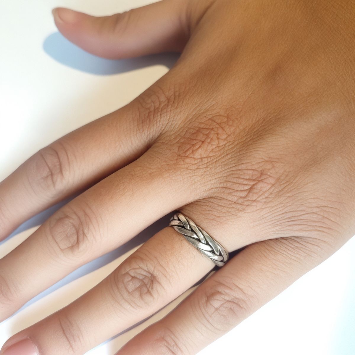 COGGIOLA - Anillo Argolla Trenza Plata Fina 925