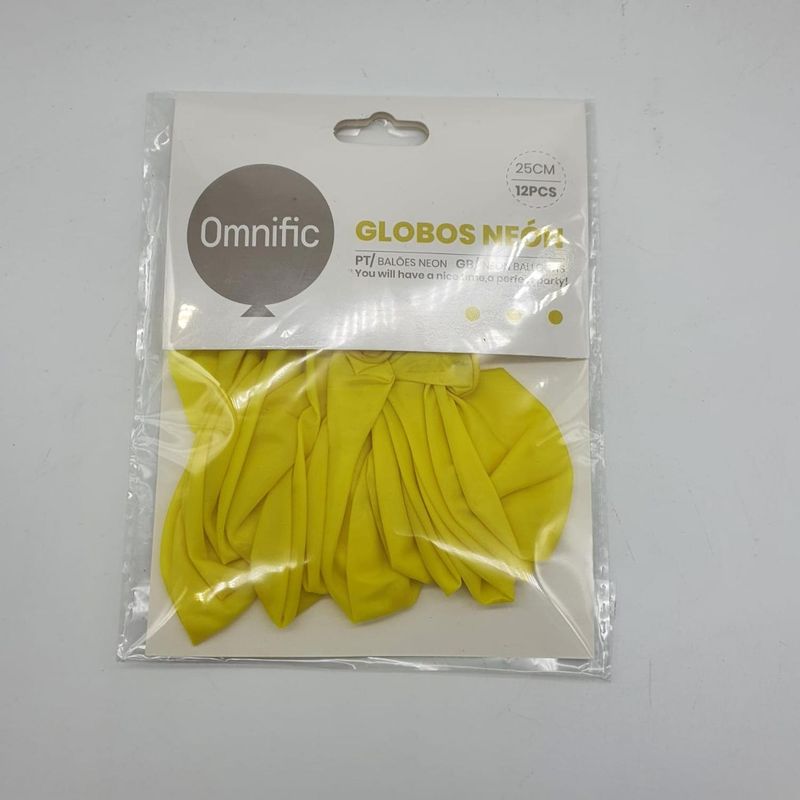 GENERICO - Globos Color Amarillo Neon 12 Unidades Tamaño 25 Cm Fiestas