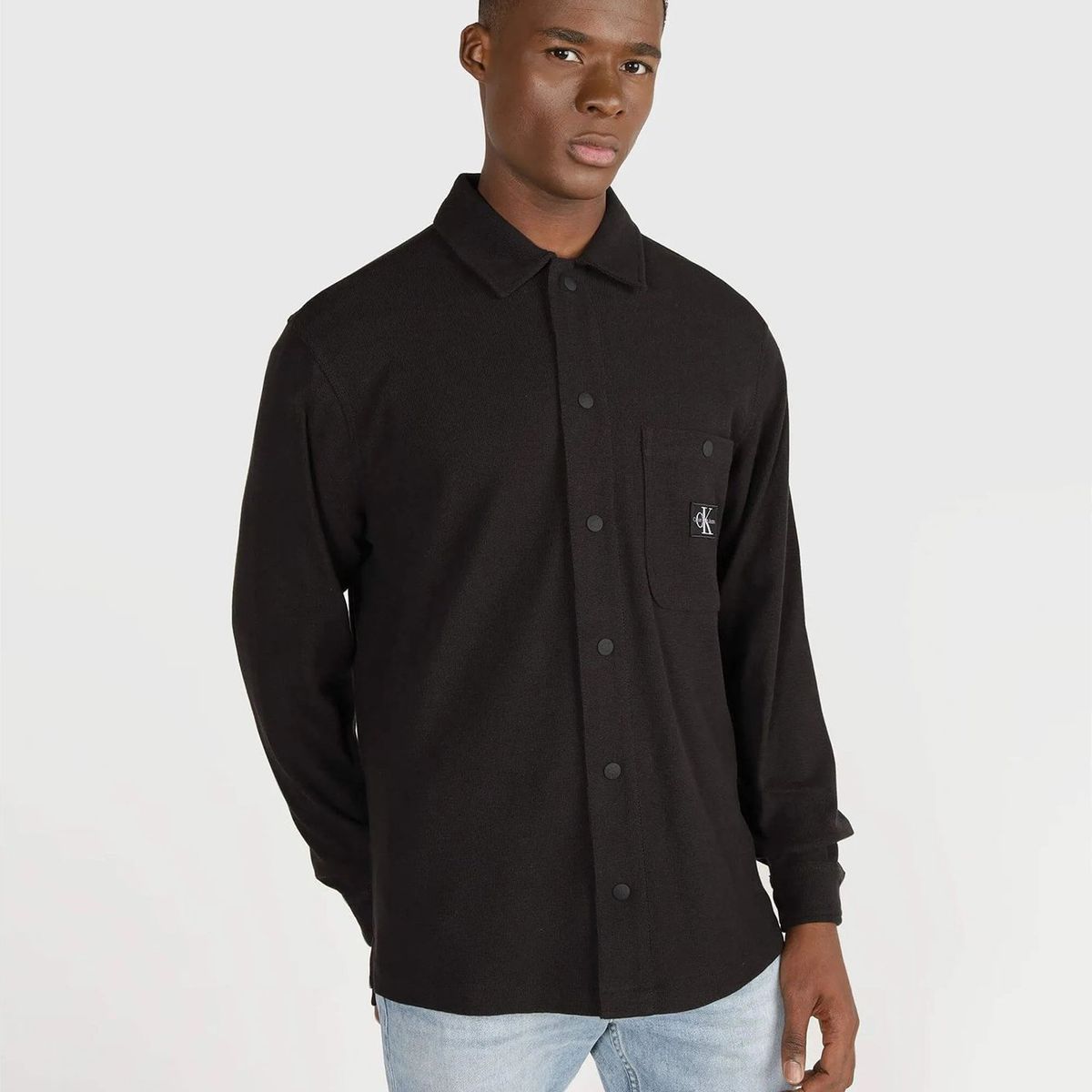 CALVIN KLEIN - Camisa Knitted Frabric Negro Calvin Klein