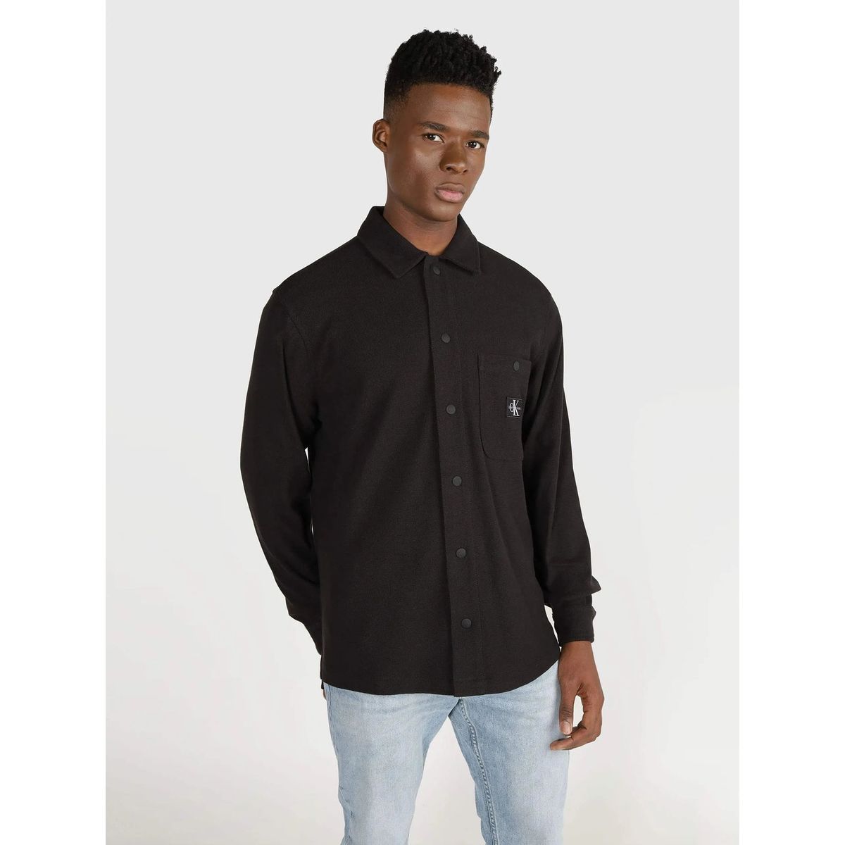 CALVIN KLEIN - Camisa Knitted Frabric Negro Calvin Klein