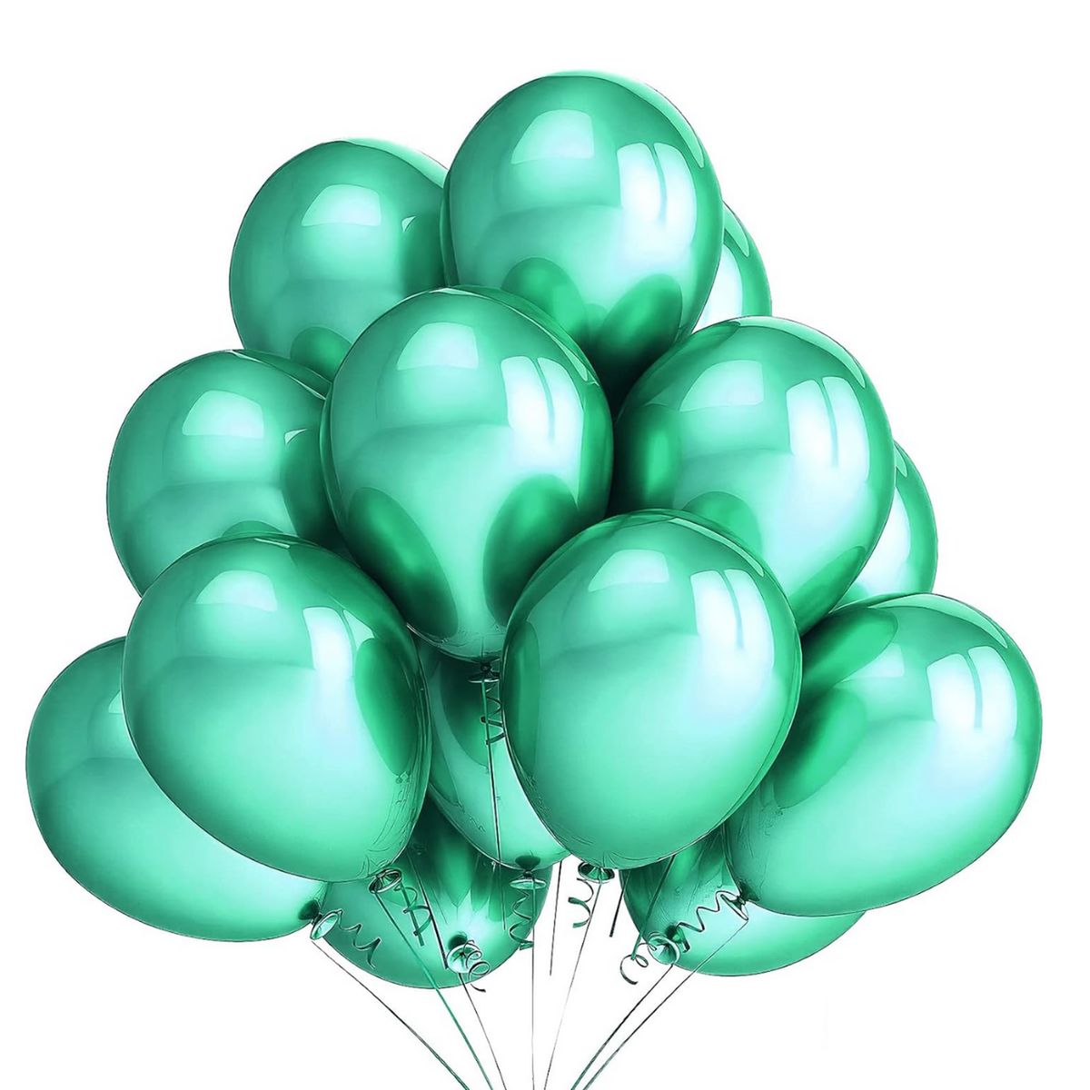 GENERICO - Globos Verde Metalizado 50 Unidades Tamaño 25 Cm