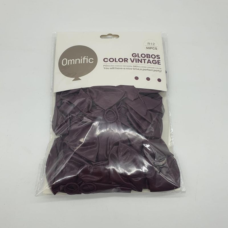 GENERICO - Globos Color Morado Oscuro Vintage 50 Unidades Tamaño R12