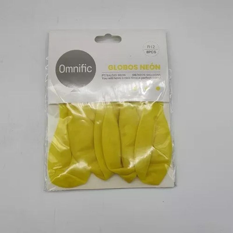 GENERICO - Globos Color Amarillo Neon 8 Unidades Tamaño R12 Fiesta