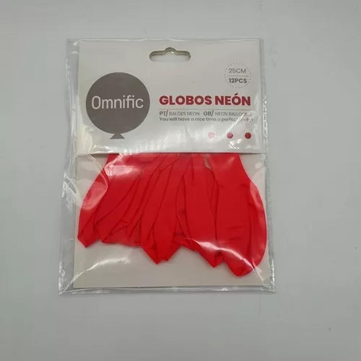 GENERICO - Globos Color Rojo Neon 12 Unidades Tamaño 25 Cm Fiestas