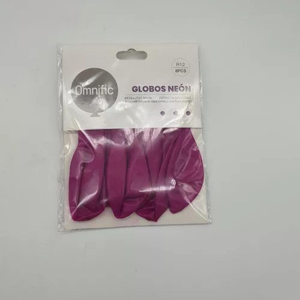 GENERICO - Globos Color Morado Neon 8 Unidades Tamaño R12 Fiesta