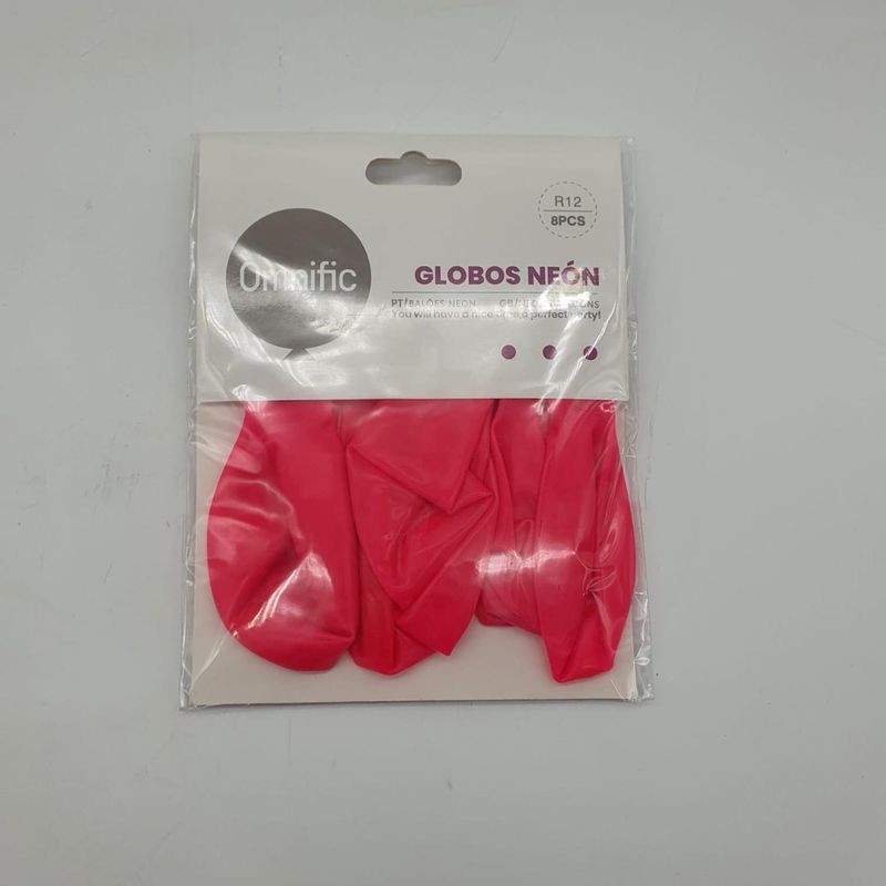 GENERICO - Globos Color Rosado Neon 8 Unidades Tamaño R12 Fiesta