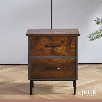 Imagen 2 del producto Pack de 2 Veladores Dos Cajones Metal Rústico