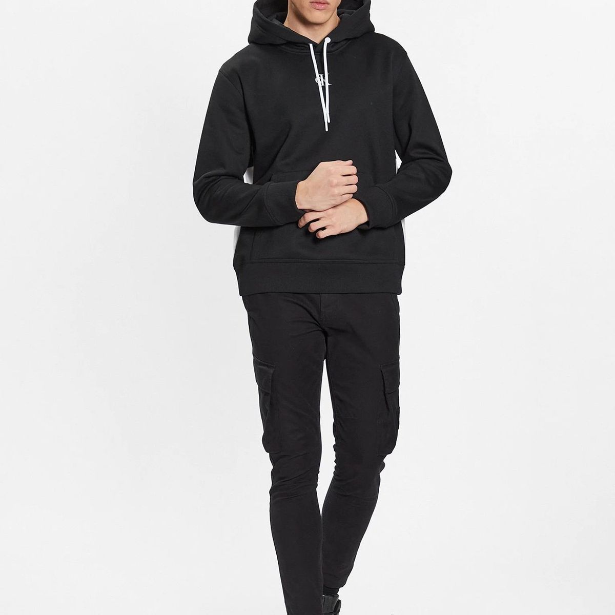 CALVIN KLEIN - Polerón con Gorro Blocking  Negro Calvin Klein