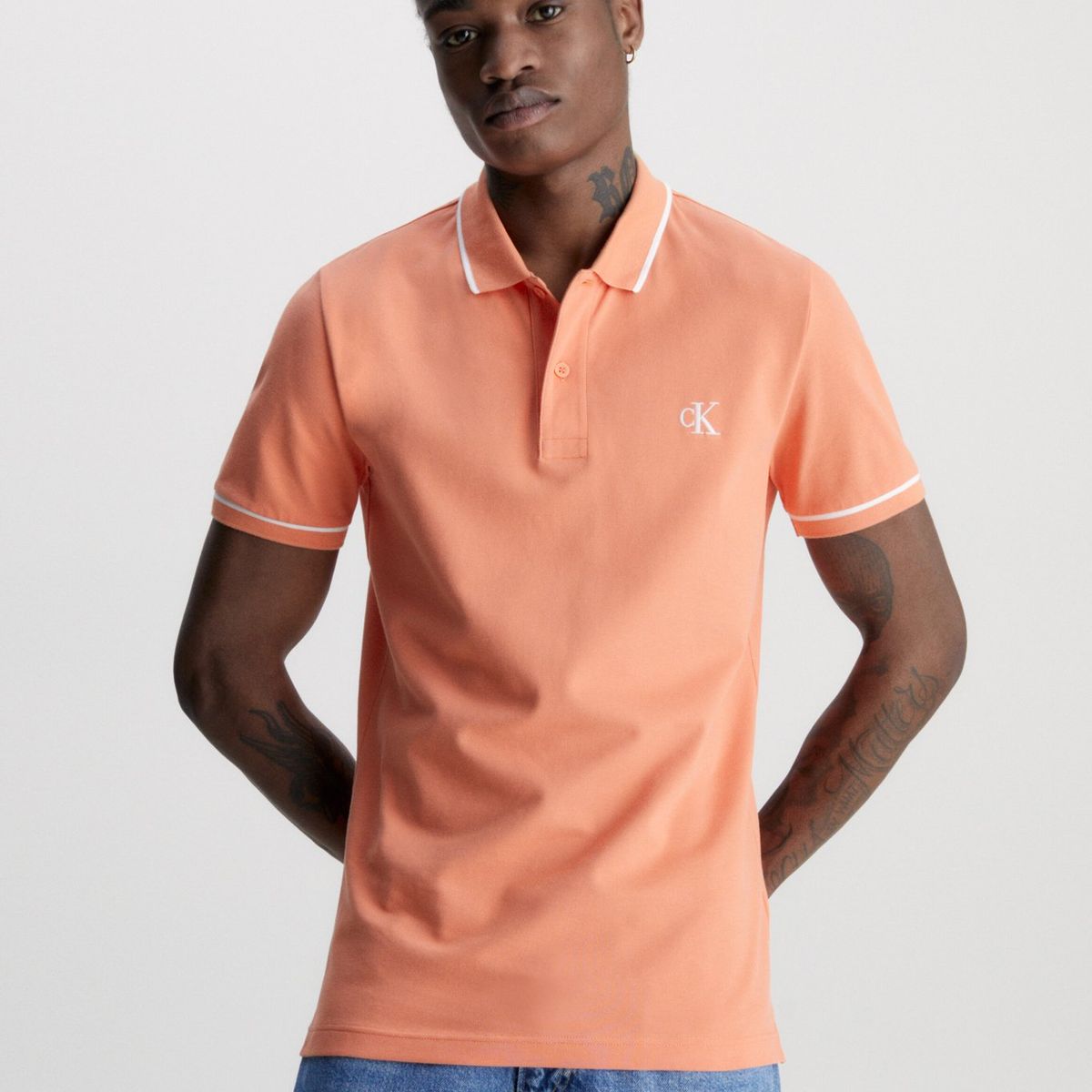 CALVIN KLEIN - Polo Tipping Slim  Naranja Calvin Klein
