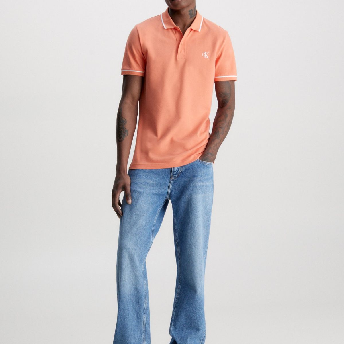 CALVIN KLEIN - Polo Tipping Slim  Naranja Calvin Klein