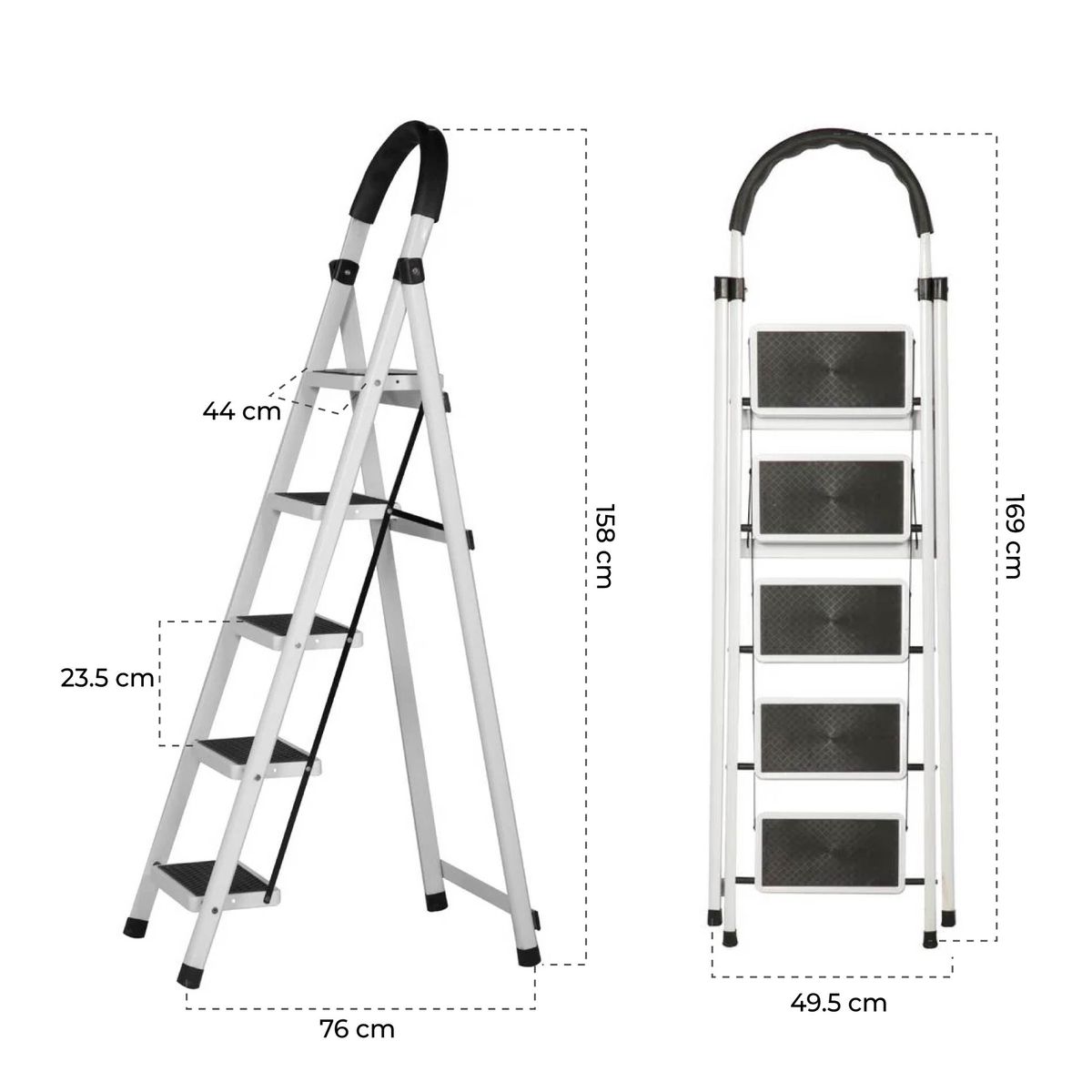 HALTEN - Escalera Plegable de Acero 5 Peldaños