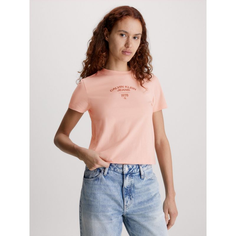 CALVIN KLEIN - Polera Varsity Baby Rosado Calvin Klein