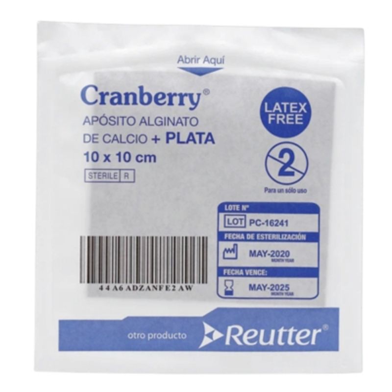 CRANBERRY - Apósito Alginato Calcio Y Plata 10x10 Cranberry 5 Unidades
