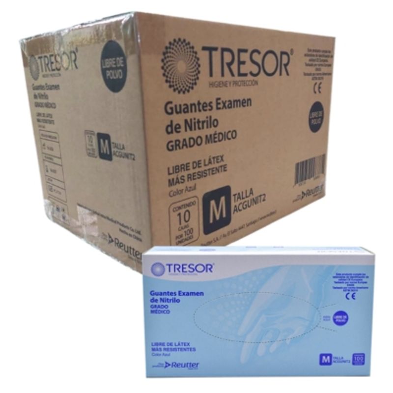 REUTTER - Pack 10 Cajas Guantes Nitrilo Celeste Tresor - Talla M