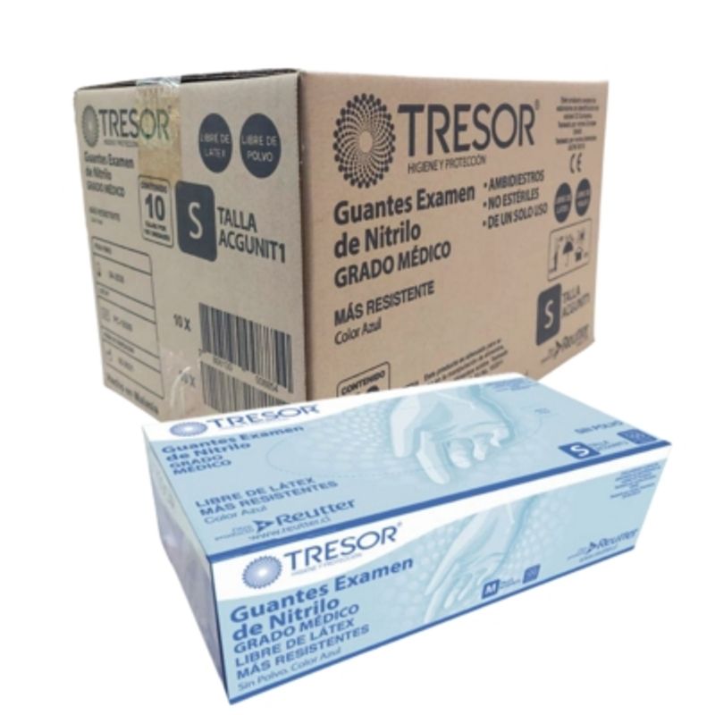REUTTER - Pack 10 Cajas Guantes Nitrilo Celeste Tresor - Talla S