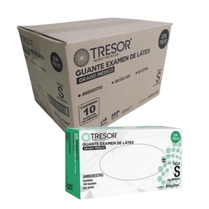 REUTTER - Pack 10 Cajas Guantes Látex Tresor - Talla S