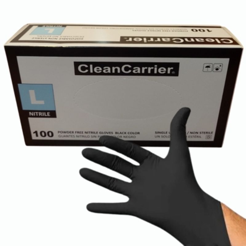 CLEANCARRIER - Guantes Nitrilo Negro CleanCarrier 100 Un. - Talla L