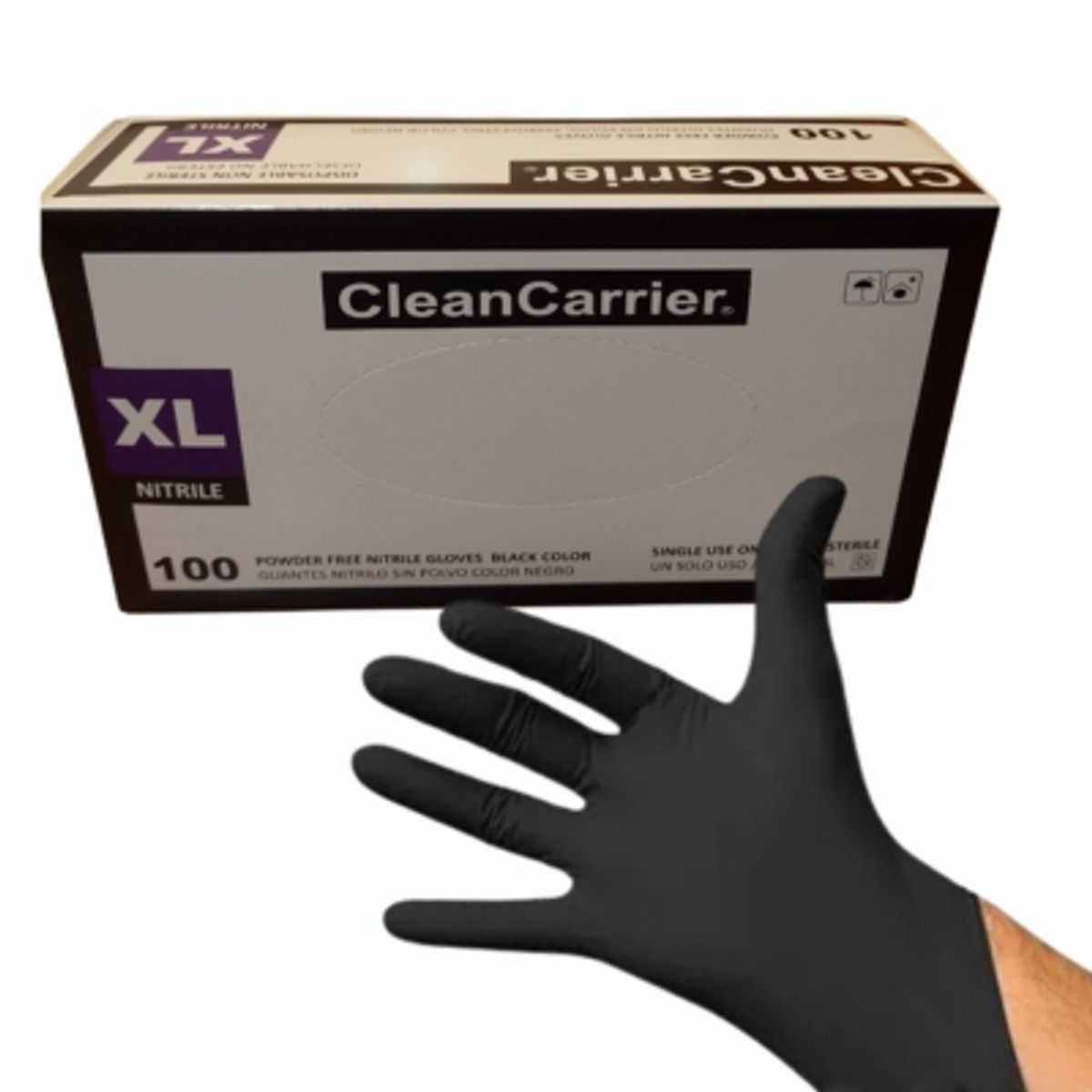 CLEANCARRIER - Guantes Nitrilo Negro CleanCarrier 100 Un. - Talla XL