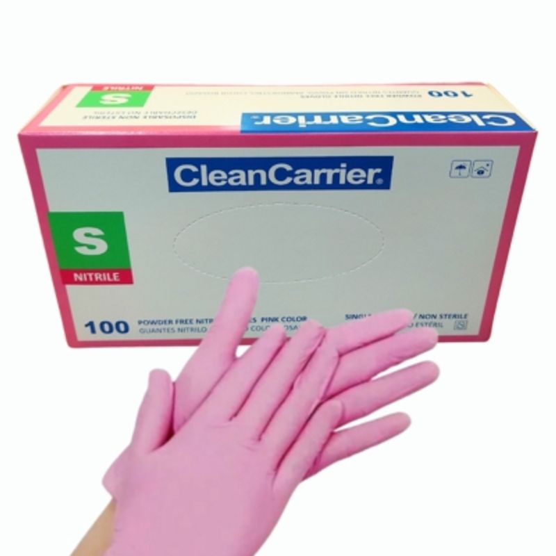 CLEANCARRIER - Guantes Nitrilo Rosado CleanCarrier 100 Un. - Talla S