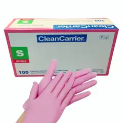 CLEANCARRIER - Guantes Nitrilo Rosado 100 Un. - Talla S