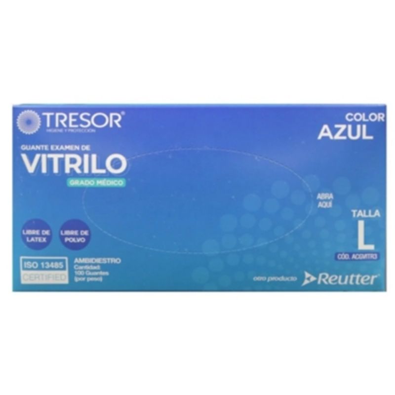 REUTTER - Guantes Vitrilo Azul Tresor Grado Medico - Talla L