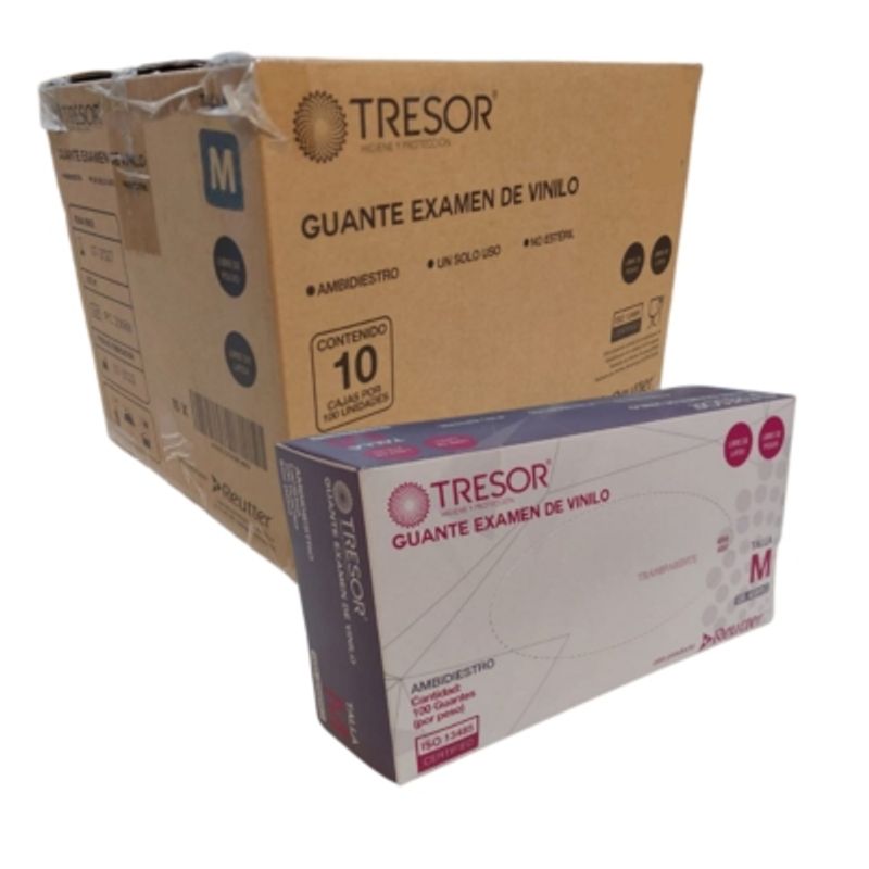 REUTTER - Pack 10 Cajas Guantes Vinilo Sin Polvo Tresor - Talla M