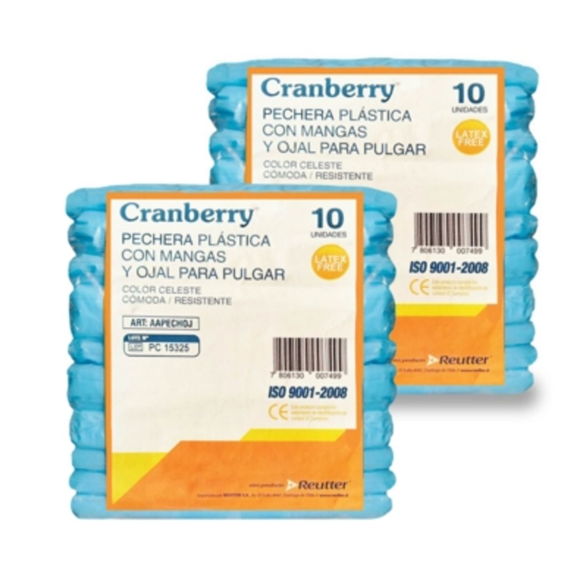 CRANBERRY - Pecheras Plásticas Con Mangas Y Ojal Para Pulgar 20 Unidades
