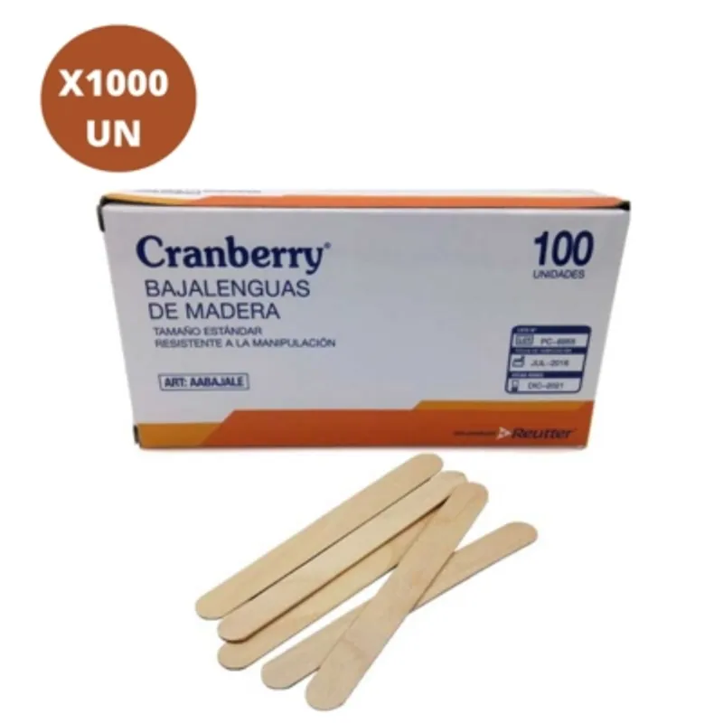 CRANBERRY - Bajalenguas De Madera Cranberry Pack 1000 Unidades