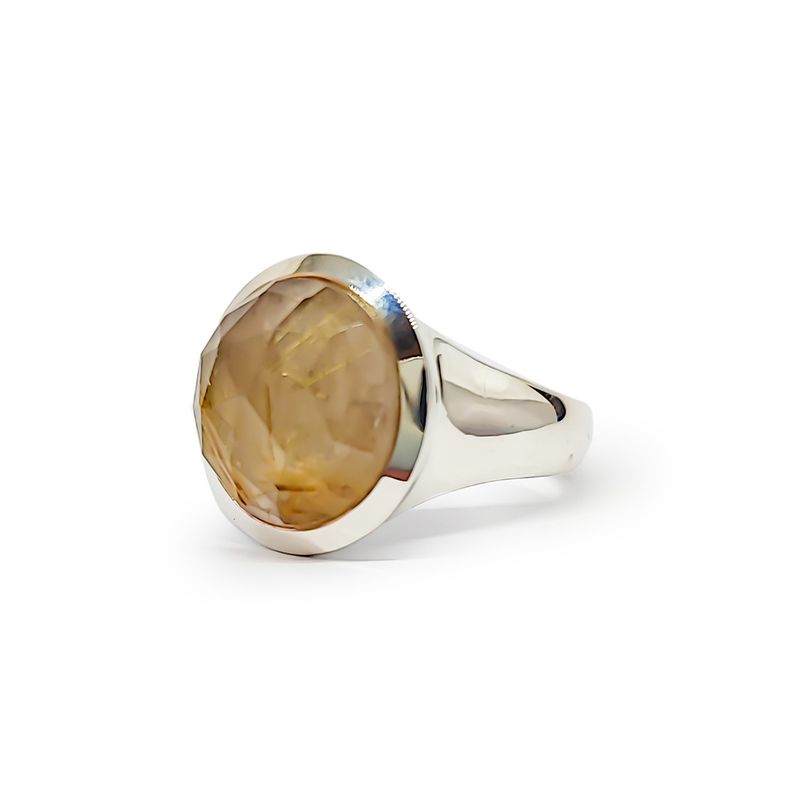 ANDREA COGGIOLA JOYAS - Anillo Denali Cuarzo Rutilado Plata Fina 925