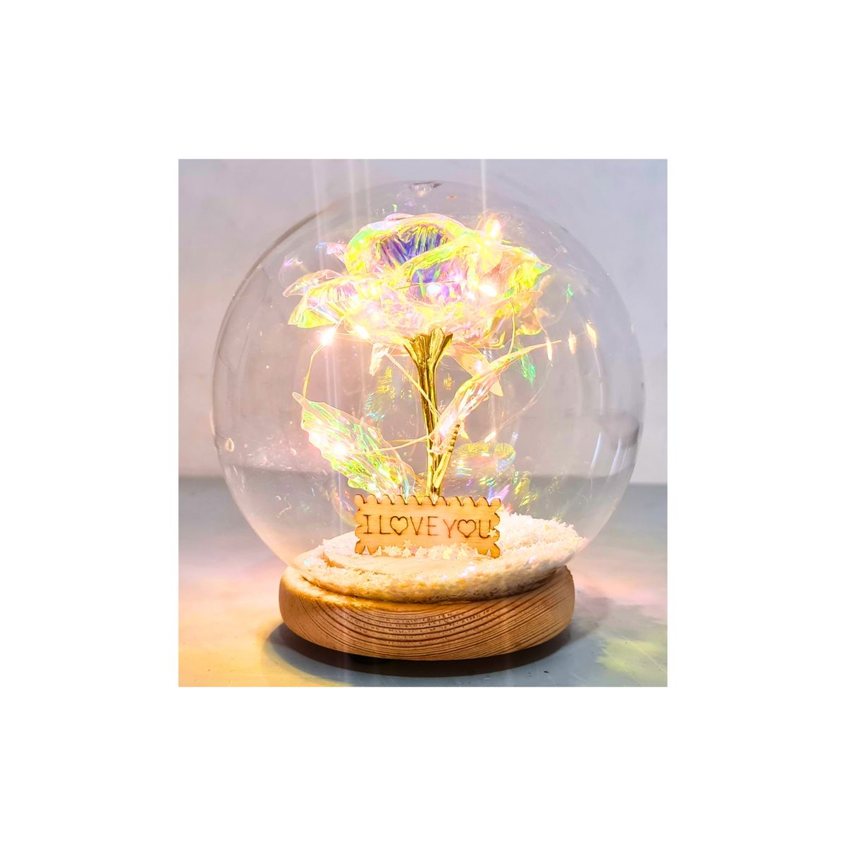 GENERICO - Flor Artificial Brillante En Cúpula Con Luces  Pilas Bolsa Regalo