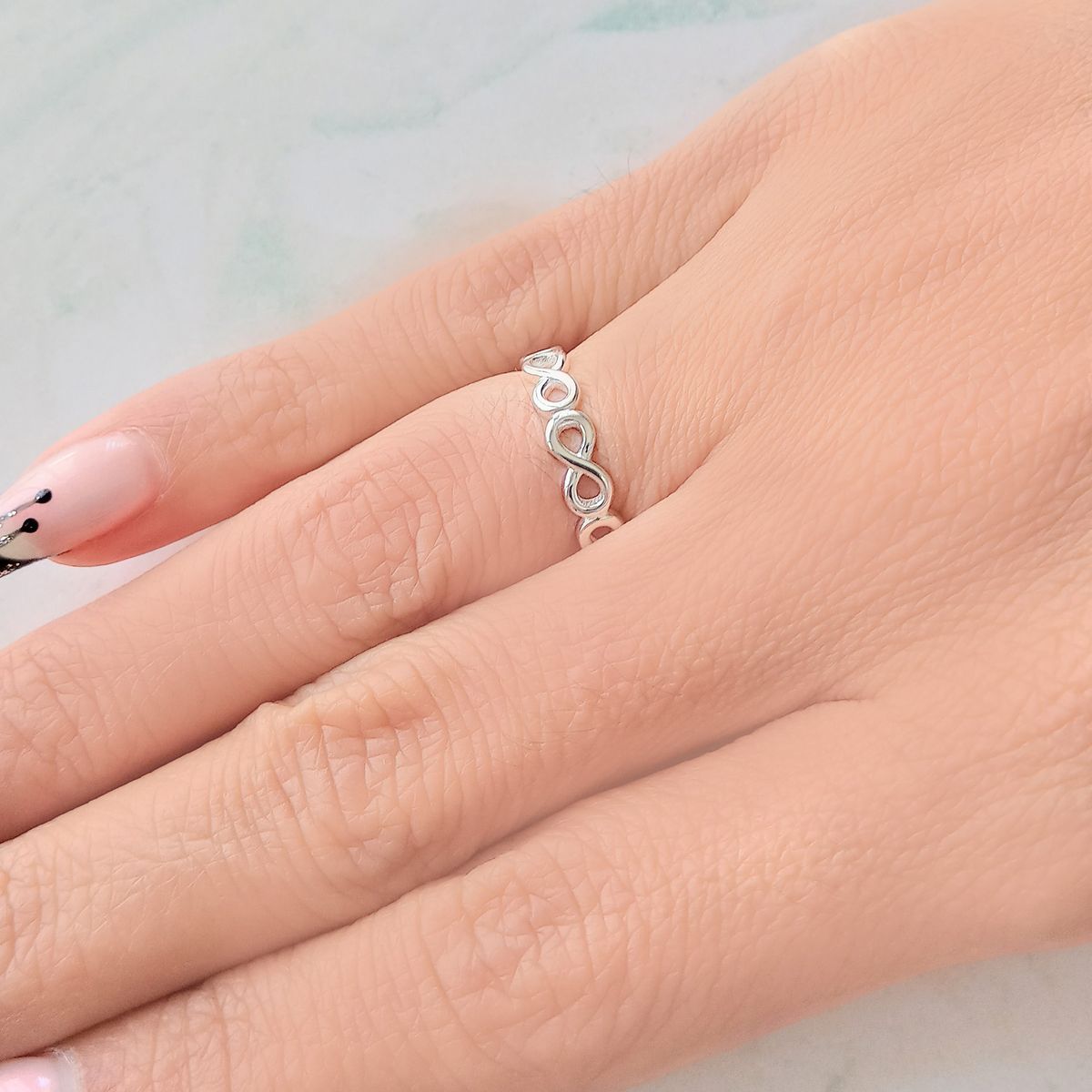 ANDREA COGGIOLA JOYAS - Anillo Argolla Infinitos Plata Fina 925