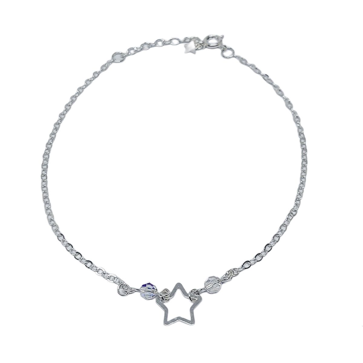 COGGIOLA - Tobillera Estrella Cristales Blancos Plata Fina 925