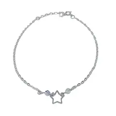 ANDREA COGGIOLA JOYAS - Tobillera Estrella Cristales Blancos Plata Fina 925