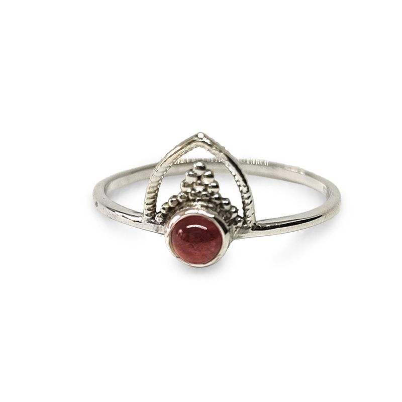 ANDREA COGGIOLA JOYAS - Anillo Prisha Piedra Granate Plata Fina 925