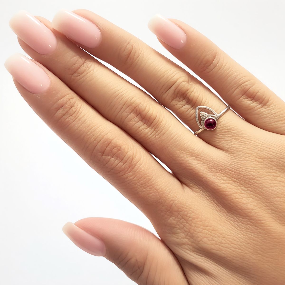 COGGIOLA - Anillo Prisha Piedra Granate Plata Fina 925