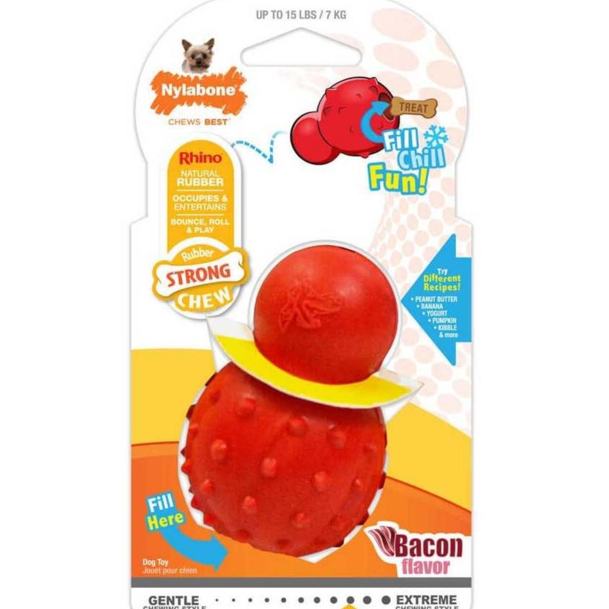 GENERICO - Nylabone Cono 3 en 1 Rellenable Sabor Tocino - 16 kG