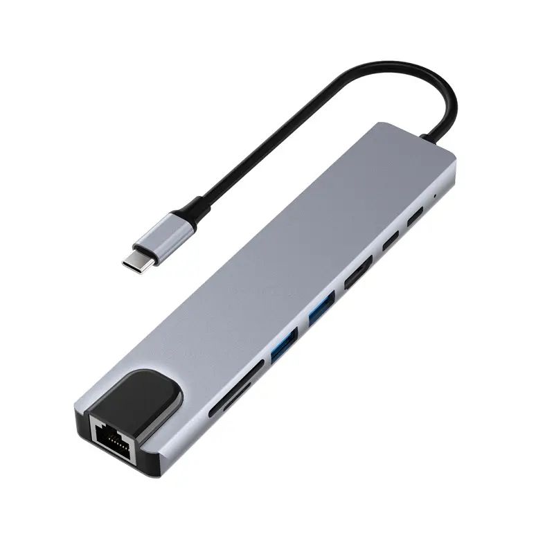 GENERICO - Hub Adaptador Usb 3.0 Tipo C 8 Puertos Para Macbook Windows