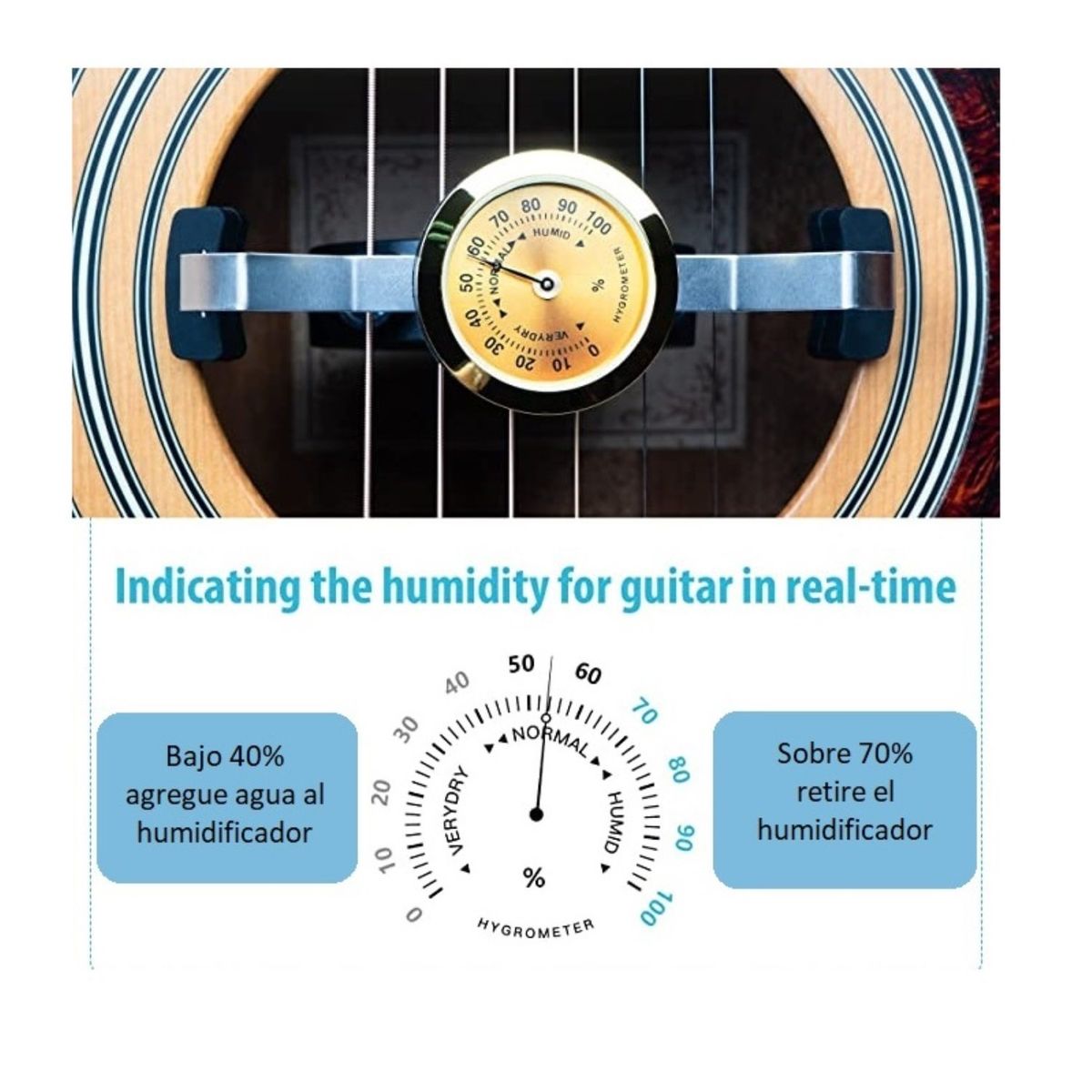GENERICO - Higrómetro Humidificador Guitto Ghd-03 Para Guitarra