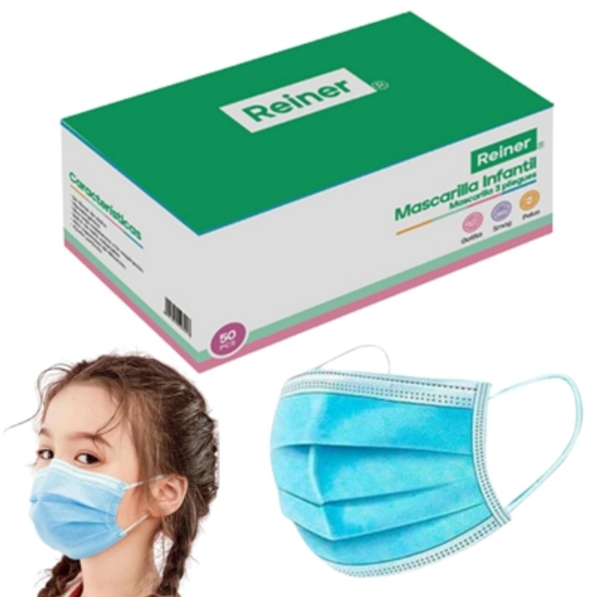 GENERICO - Mascarilla Desechable Niños Certificadas CJ 50 Un. - Azul