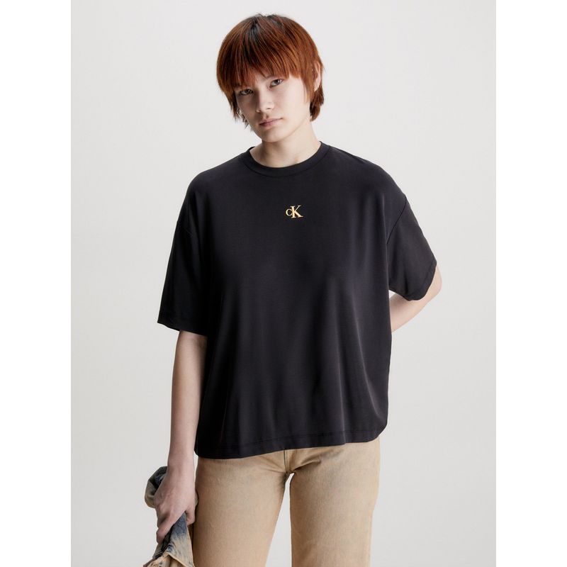 CALVIN KLEIN - Polera Back Boyfriend  Negro Calvin Klein