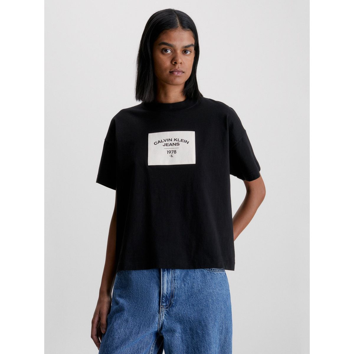 CALVIN KLEIN - Polera Canvas Patch  Negro Calvin Klein