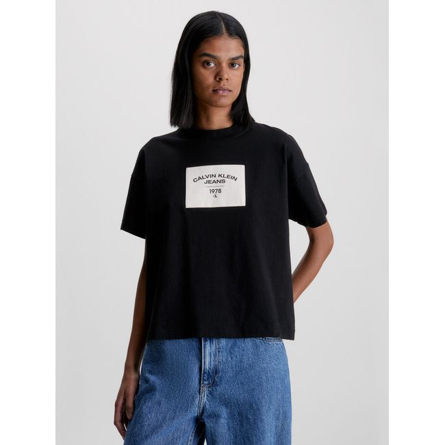 CALVIN KLEIN - Polera Canvas Patch  Negro Calvin Klein