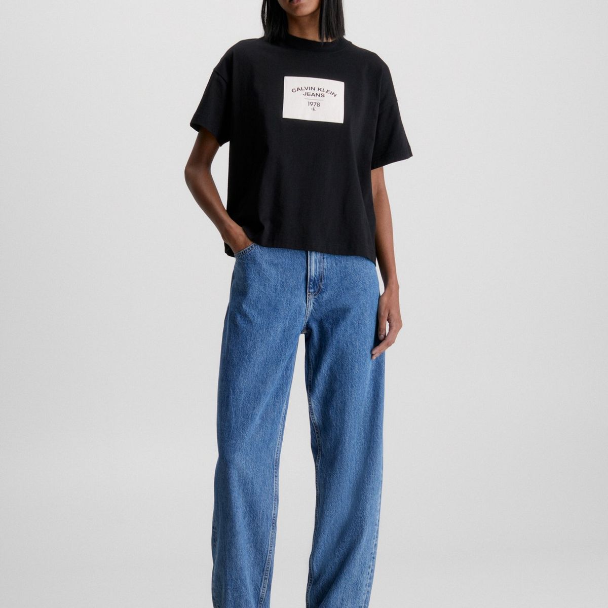 CALVIN KLEIN - Polera Canvas Patch  Negro Calvin Klein