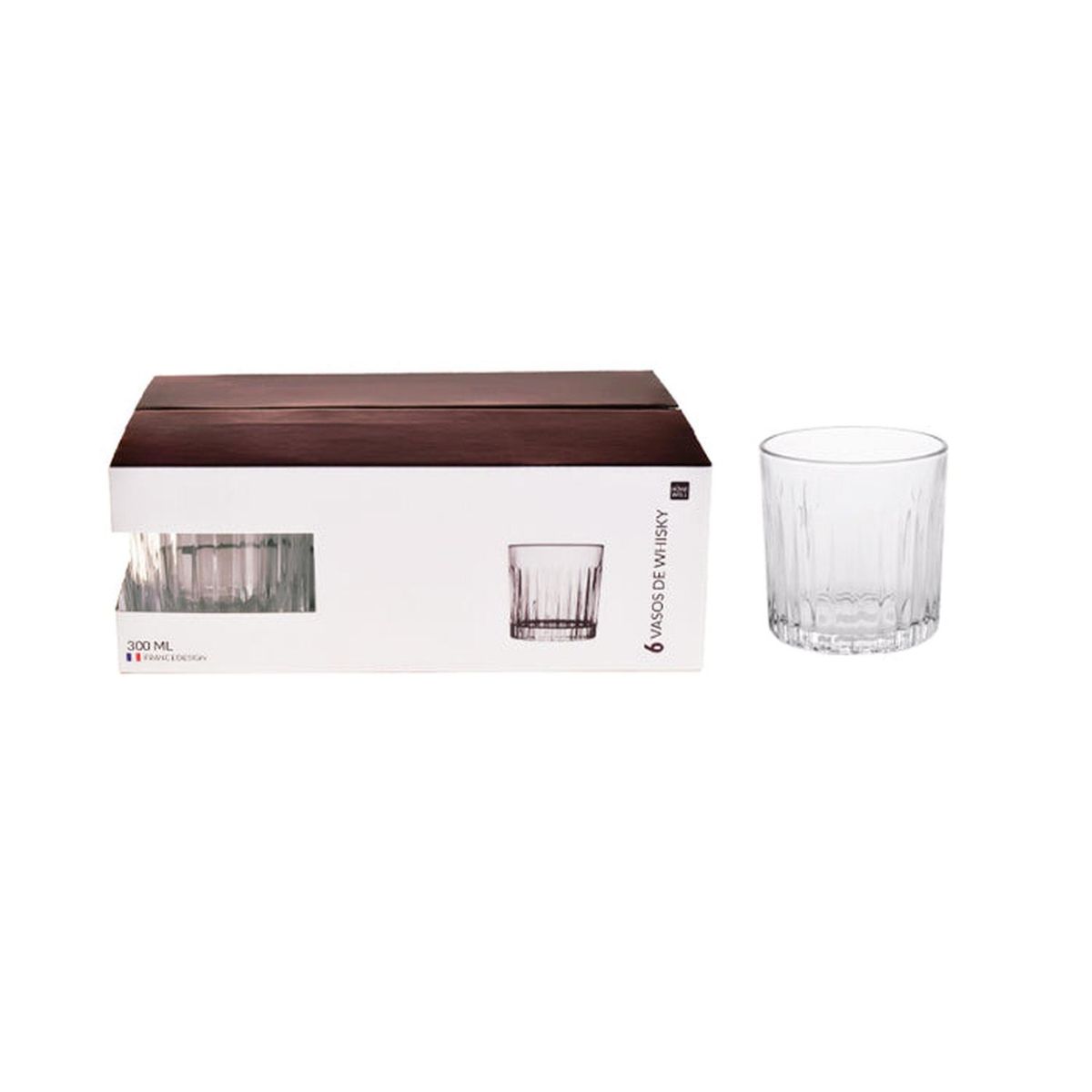 HOMEWELL - Set 6 Vasos Whisky Vidrio Transparente 300Ml HOMEWELL