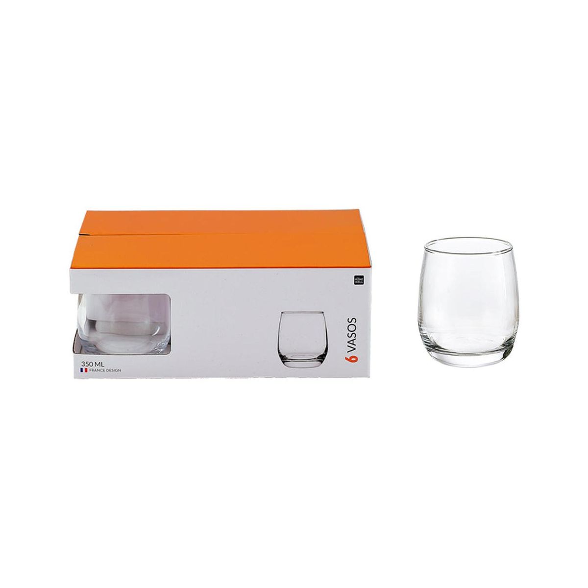 HOMEWELL - Set 6 Vasos Whisky Vidrio Transparente 350Ml HOMEWELL