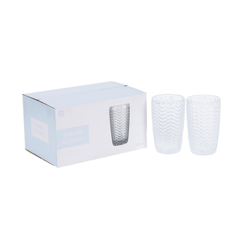HOMEWELL - Set 6 Vasos Vidrio Transparente 380Ml HOMEWELL