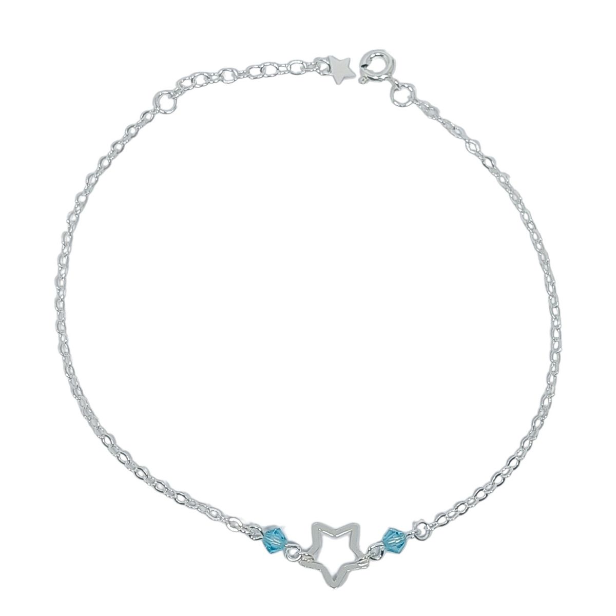 COGGIOLA - Tobillera Estrella Cristales Plata Fina 925