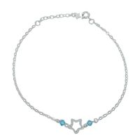 Tobillera Estrella Cristales Plata Fina 925