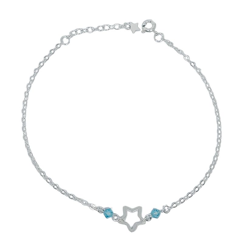 ANDREA COGGIOLA JOYAS - Tobillera Estrella Cristales Plata Fina 925